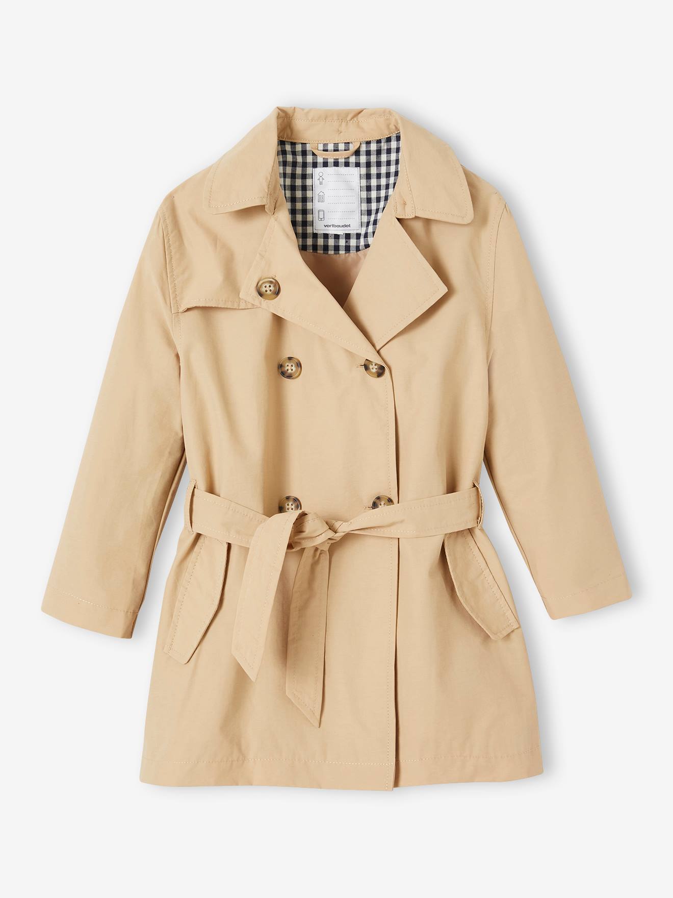 Vertbaudet Mädchen Trenchcoat mit abnehmbarer Kapuze - beige