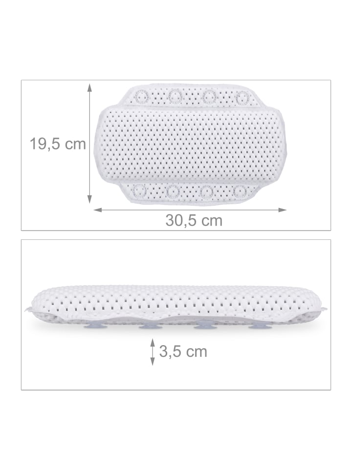 relaxdays Badewannenkissen in Weiß - (B)30,5x (H)19,5 x (T)3,5 cm günstig kaufen onesize