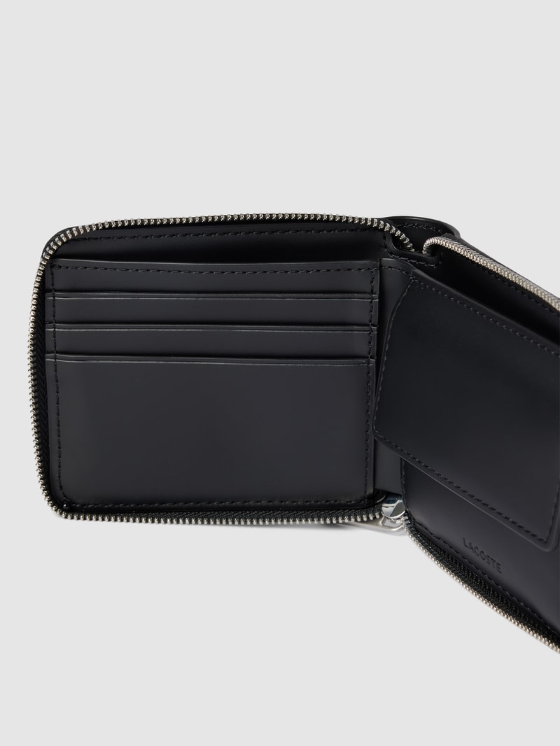 Portemonnaie in Leder-Optik mit Allover-Logo Modell 'COMPACT' in schwarz