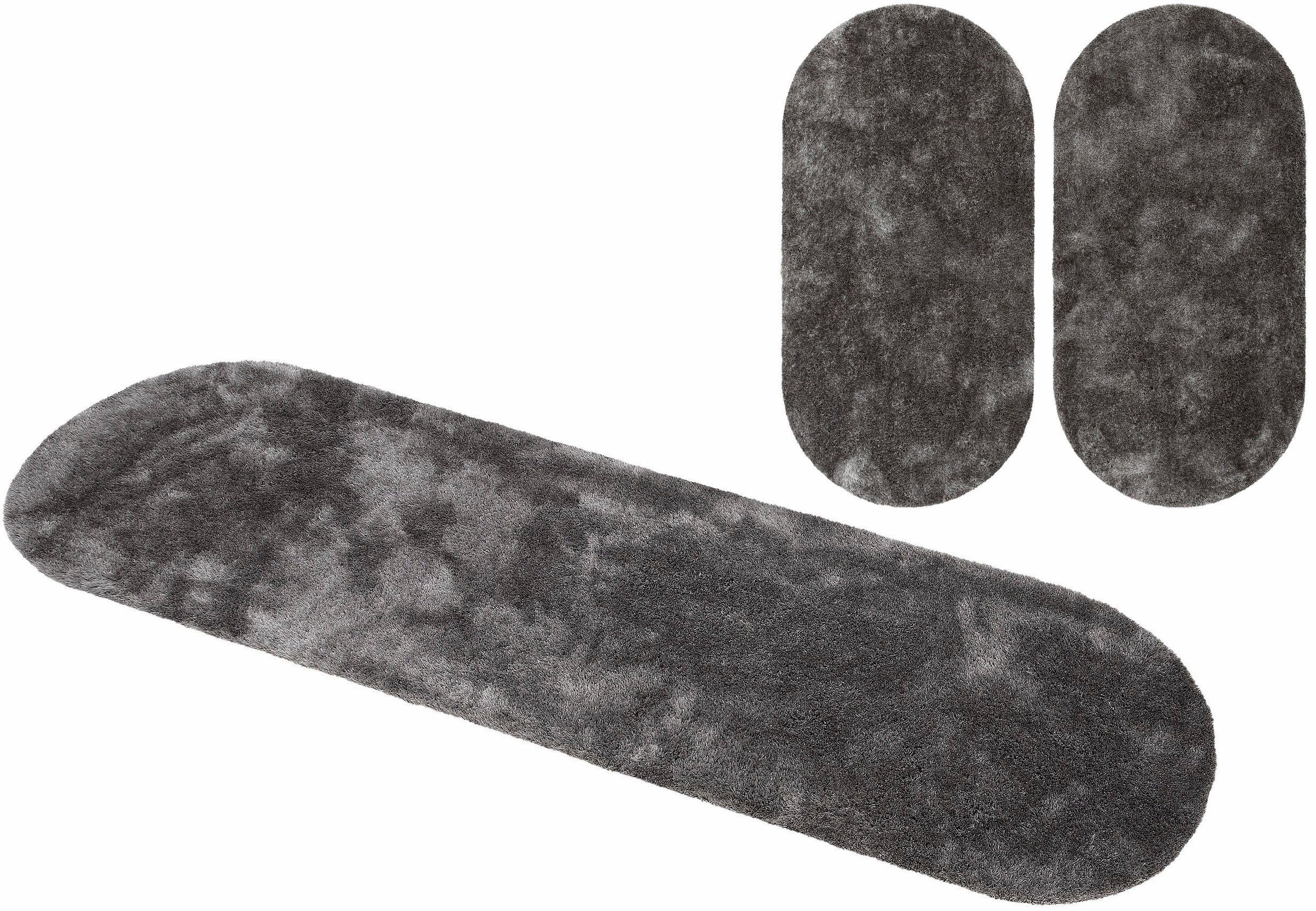 Hochflor-Bettumrandung Dana Teppich Bruno Banani, Höhe 30 mm, (3-tlg), unifarben, Mikrofaser, pflegeleicht, Bettvorleger, Schlafzimmer