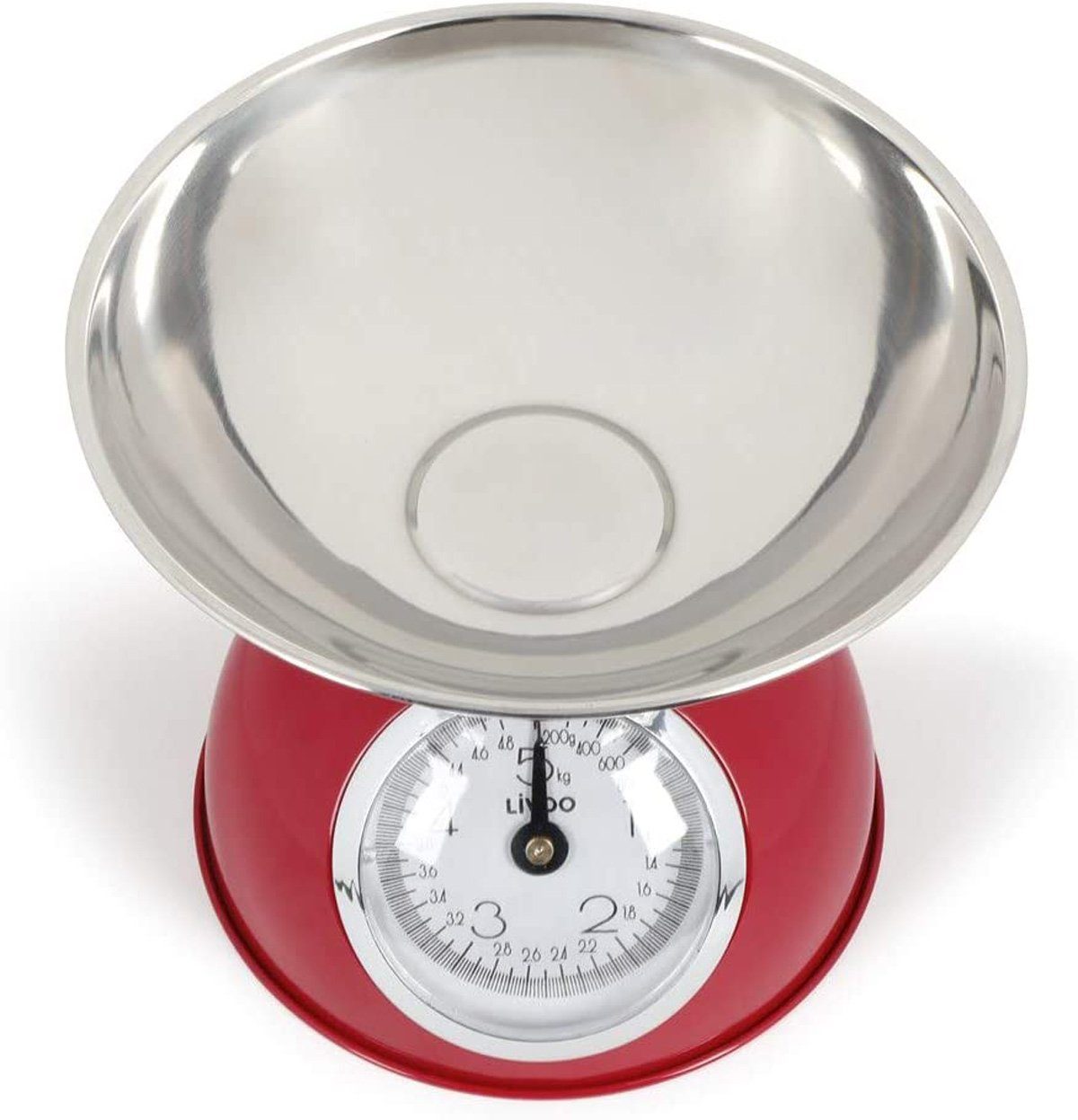 LIVOO Küchenwaage DOM298r Rot Retro Design Edelstahlschüssel 1,8 Liter