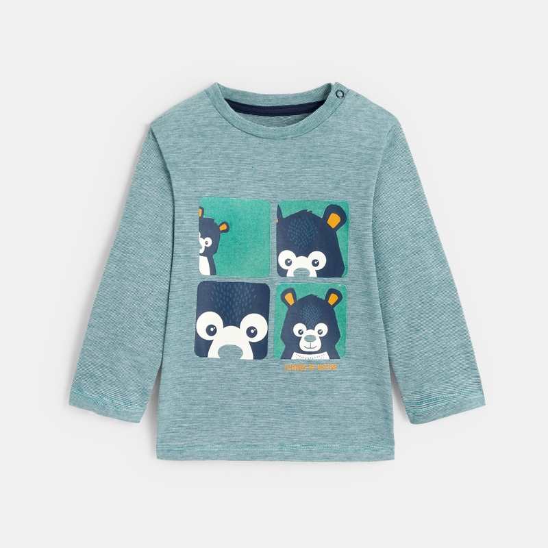 T-shirt animal zoom bleu bébé garçon