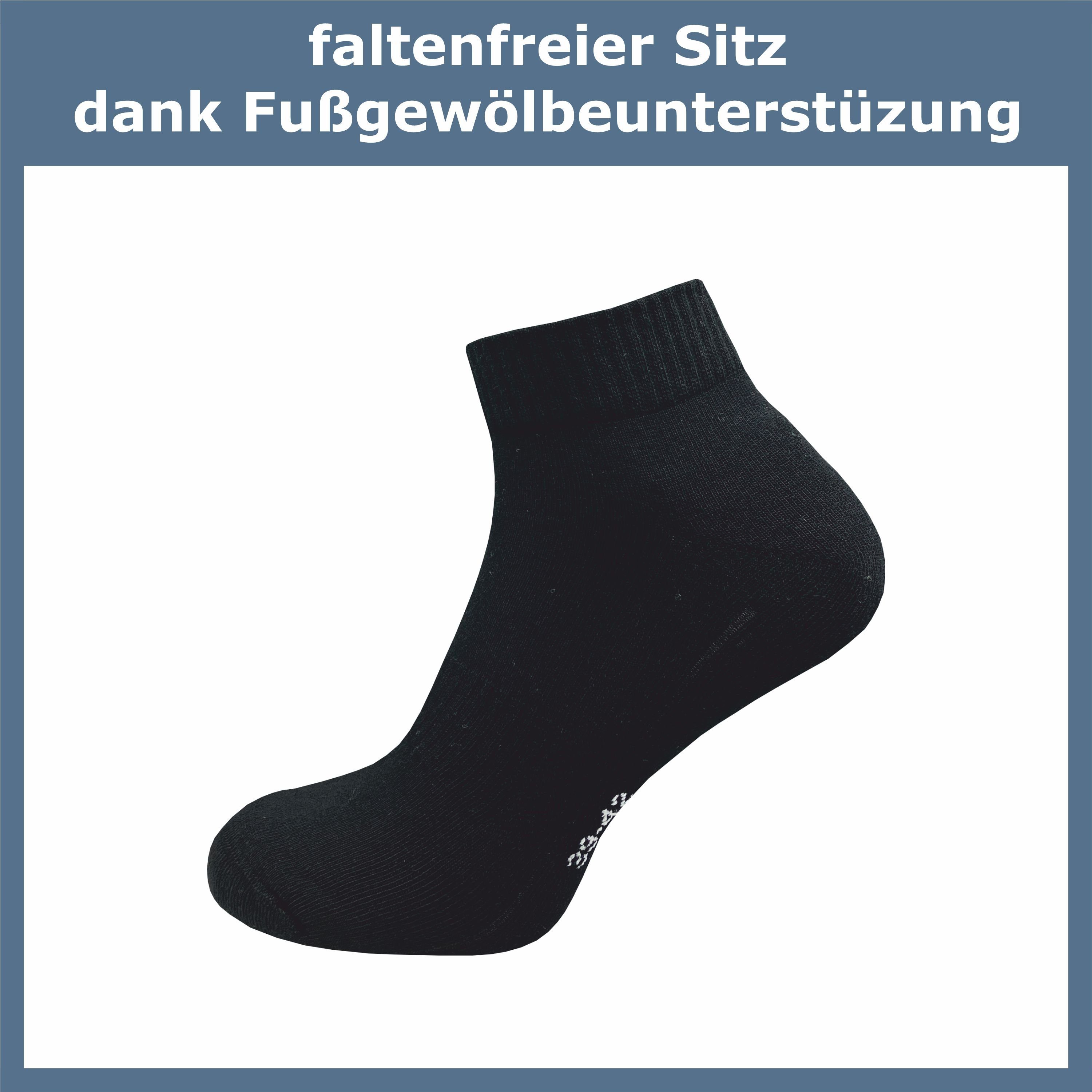 GAWILO Kurzsocken für Herren in schwarz & weiß - Quartersocken für Sport & Alltag (4 Paar) Kein Rutschen dank Fußgewölbeunterstützung - gepolsterte Frotteesohle