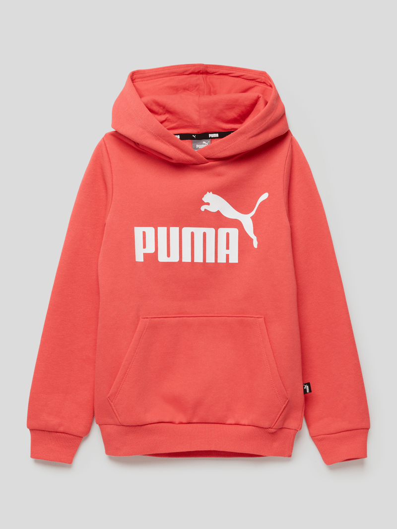 Hoodie mit Label-Print in koralle