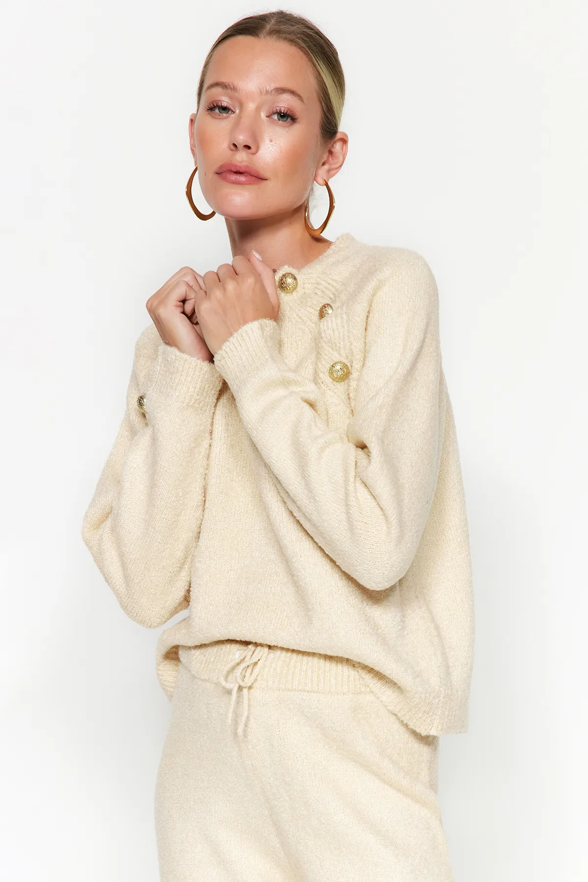 Trendyol Collection  Steinfarbenes Strickoberteil-Set TWOAW24AU00105