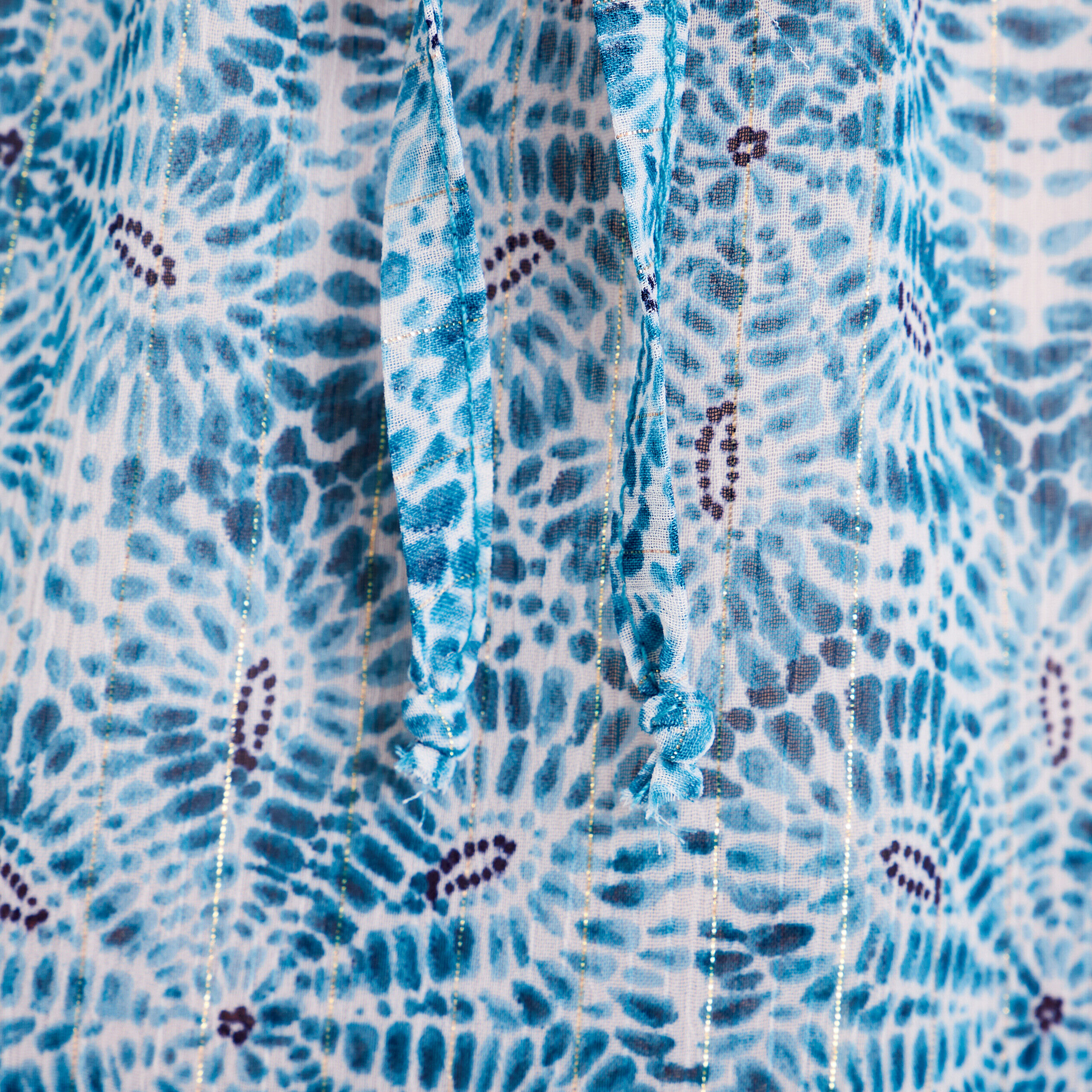 Blouse cintrée col cache-coeur bleu femme | Cache Cache