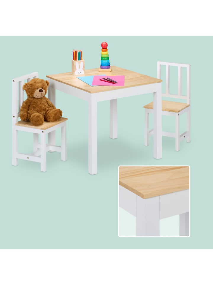 relaxdays 3-tlg. Kindersitzgruppe in Weiß/ Natur günstig kaufen onesize