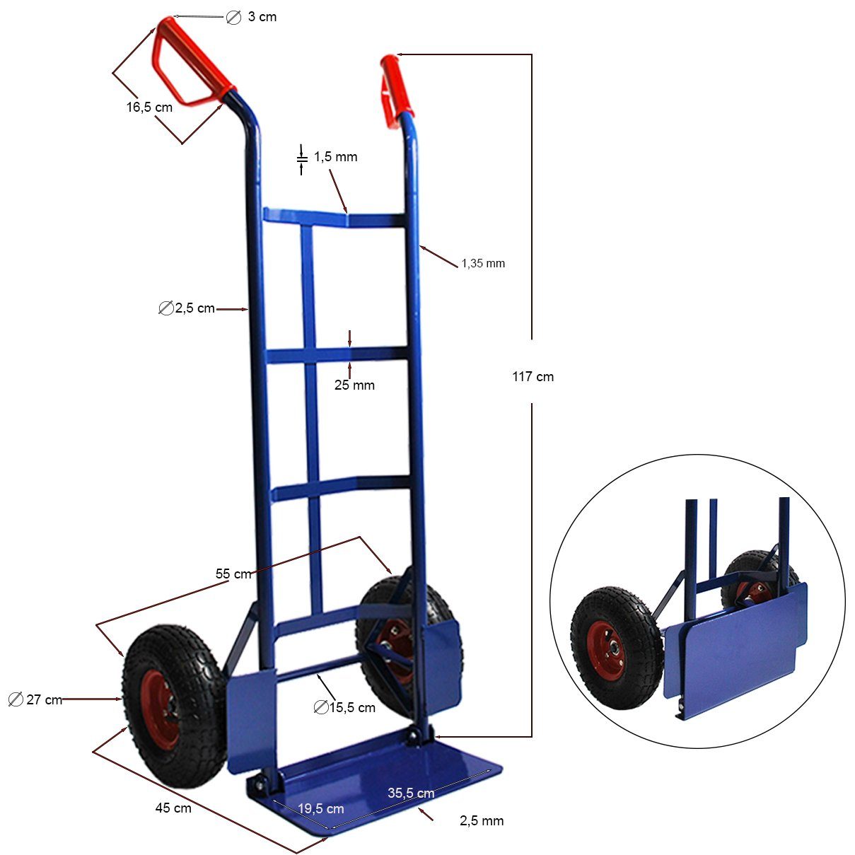 HELO24 Sackkarre Sackkarre klappbar blau