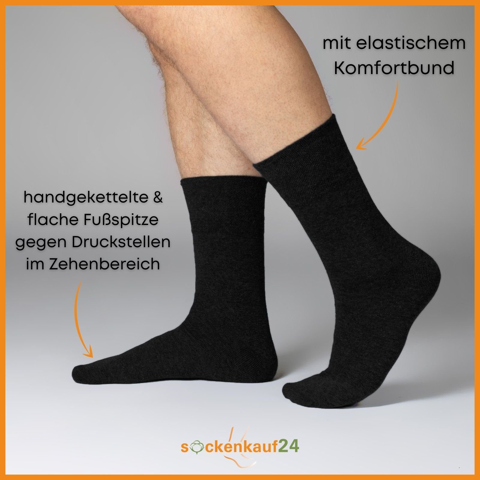 sockenkauf24 Gesundheitssocken 6 Paar Herren & Damen Socken ohne Gummibund und ohne Naht Diabetiker geeignet WP