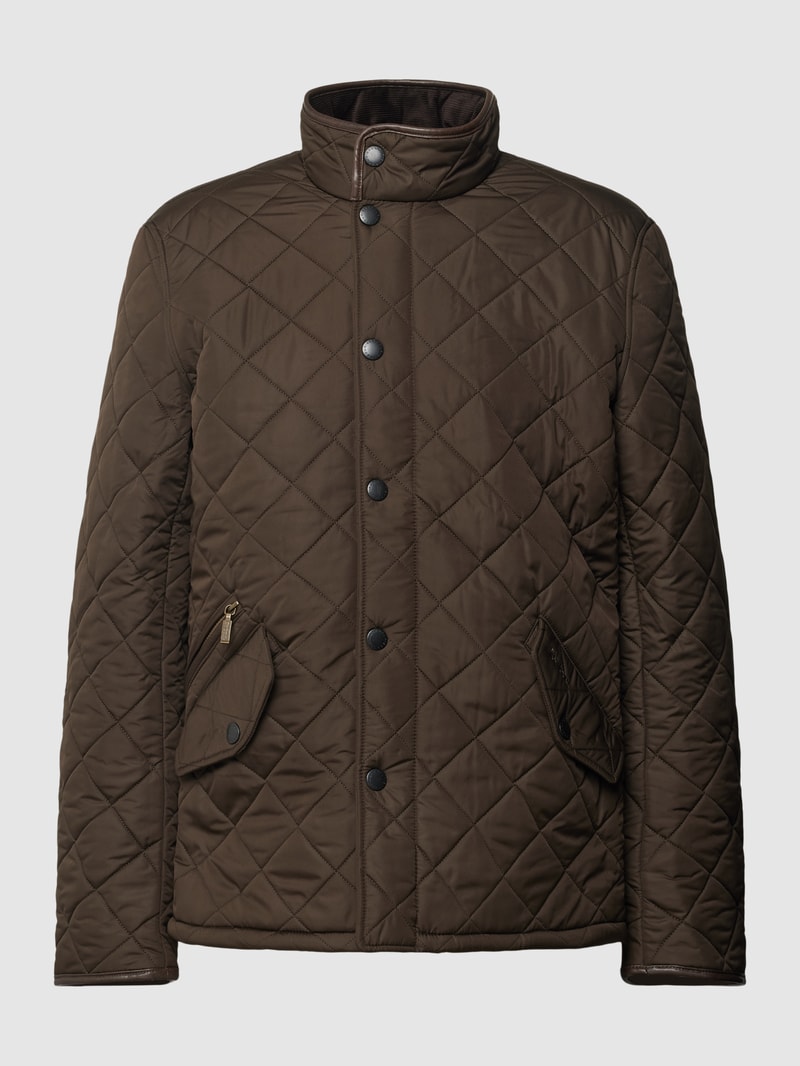 Steppjacke mit Stehkragen Modell 'POWELL' in olivgrün