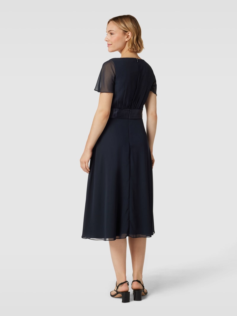 Cocktailkleid in Wickel-Optik in marineblau meliert