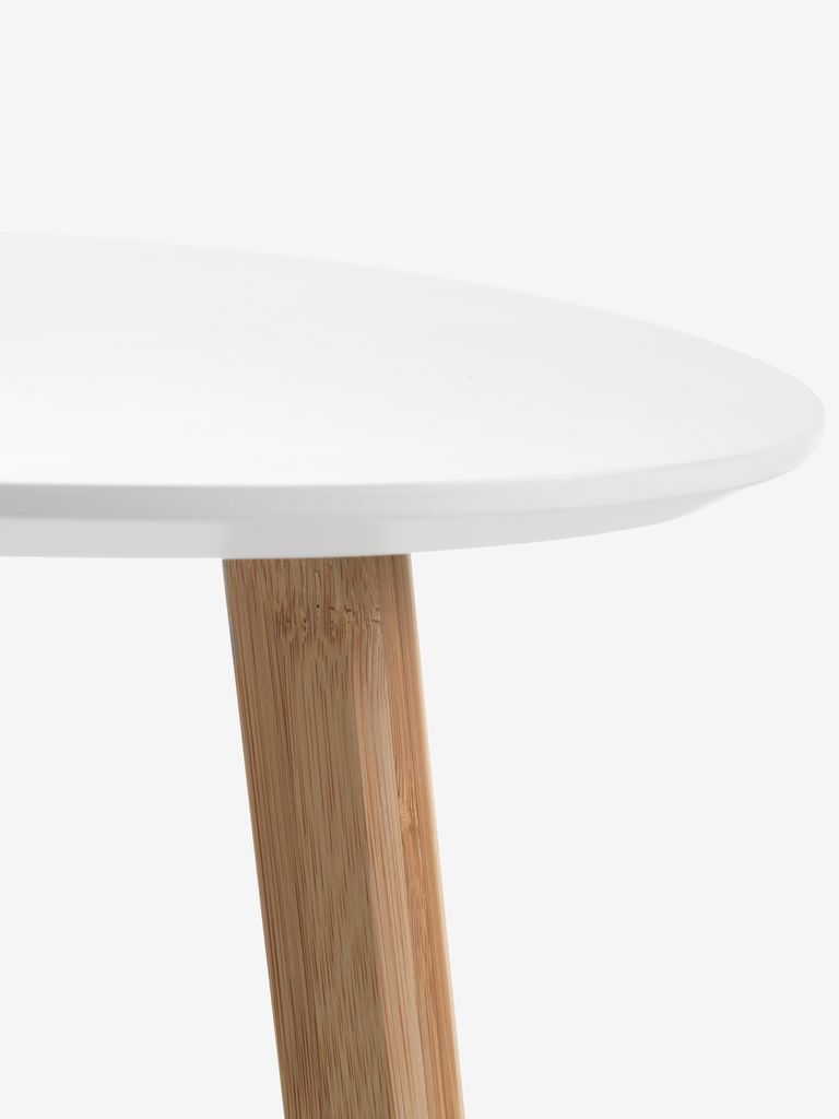 Mesa de canto TAPS 55x55 branca/bambu