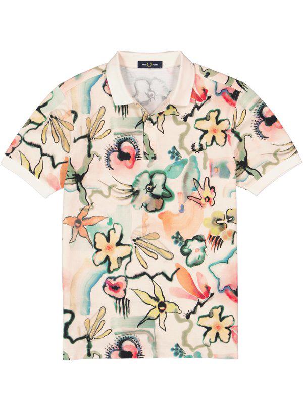 Fred Perry, Polo-Shirt, Baumwoll-Piqué, beige gemustert
