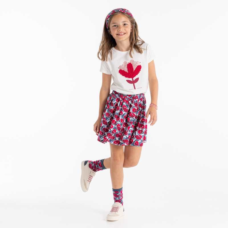 Jupe courte imprimée rose fille