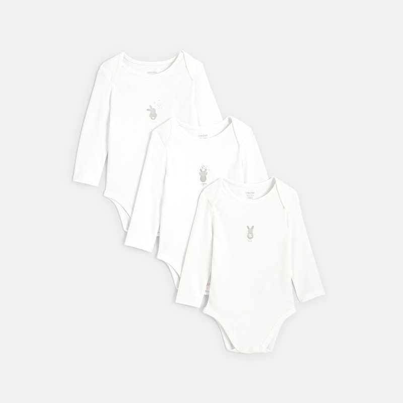 Body col US lapin (lot de 3) blanc naissance