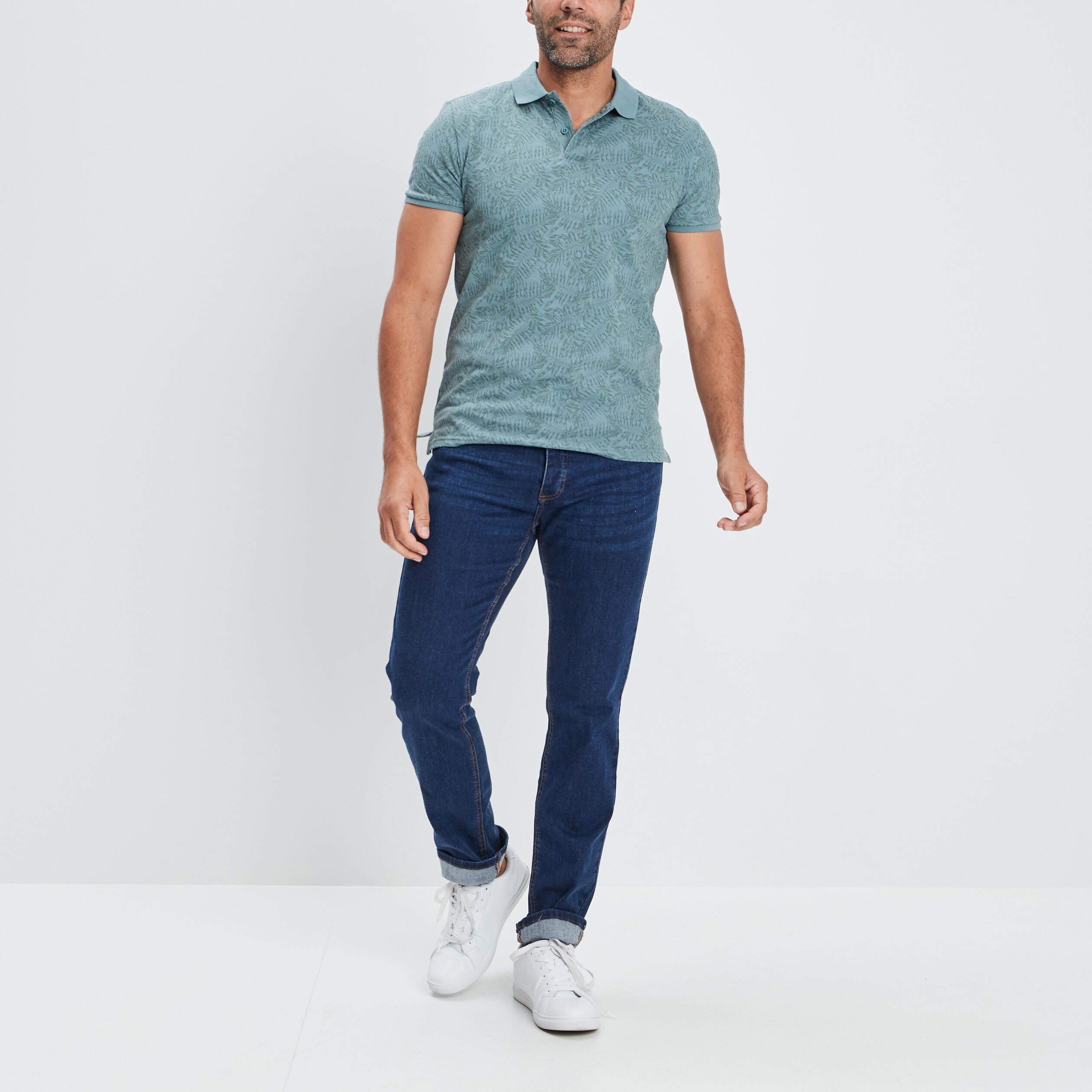 Polo droit manches courtes coton vert clair homme | La Halle