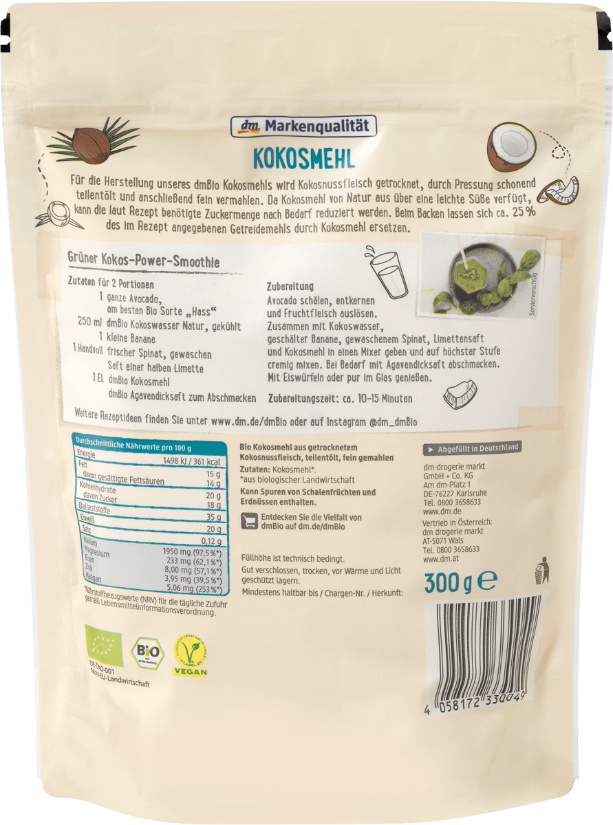 Kokosmehl, glutenfrei, 300 g