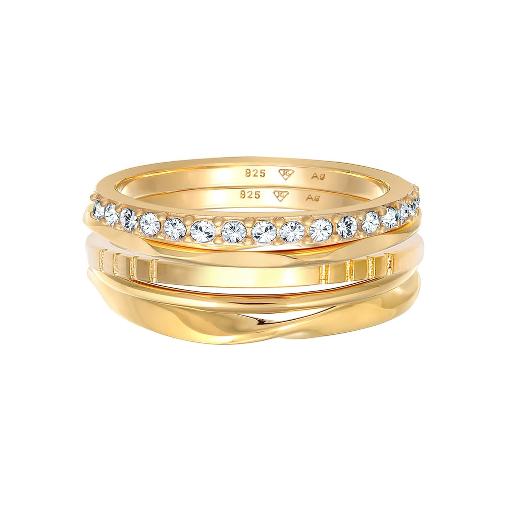 Elli Elli Bague Femmes Pile Bande filigrane set de 5 avec cristaux en argent sterling  Bague