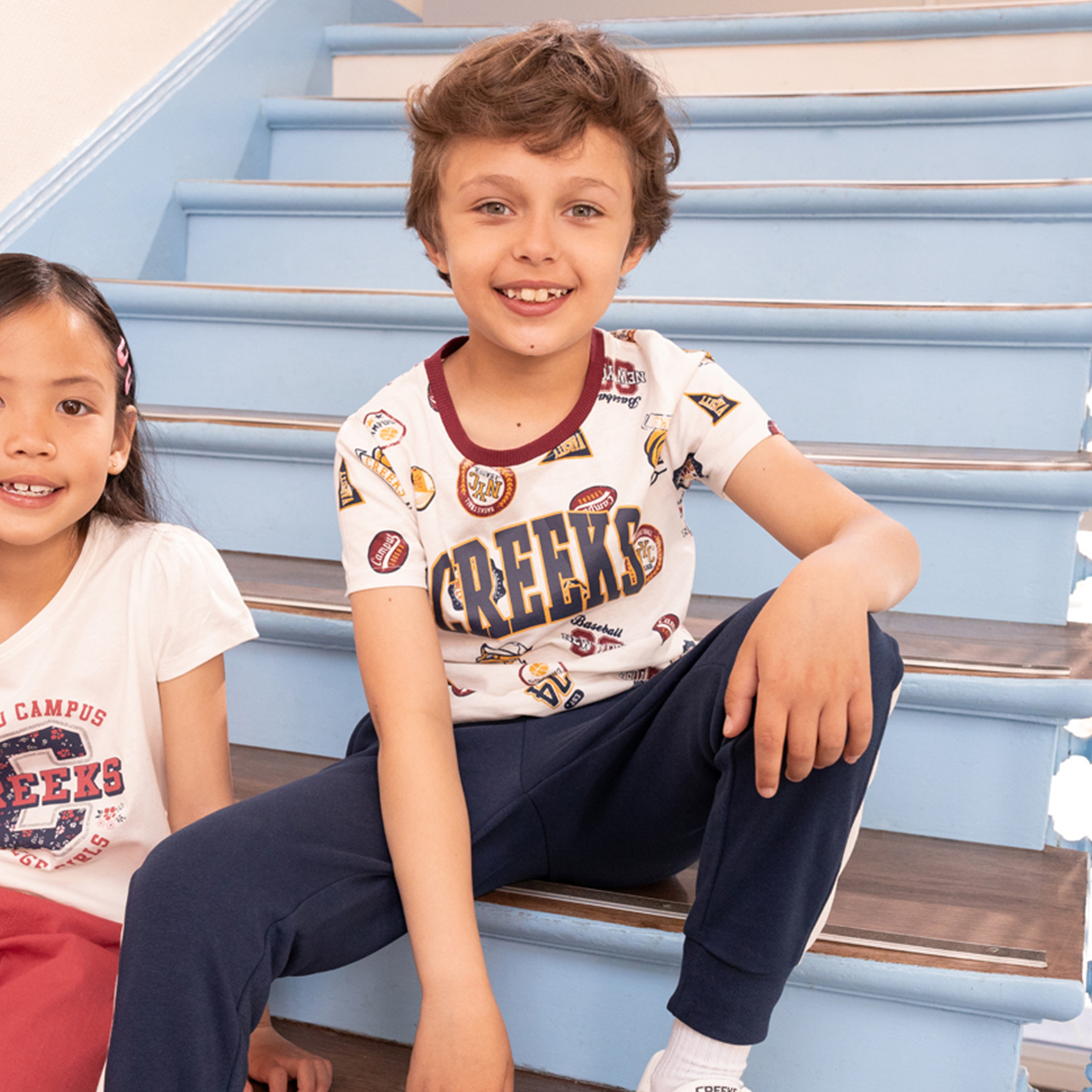 T-shirt droit manches courtes Creeks blanc garçon | La Halle