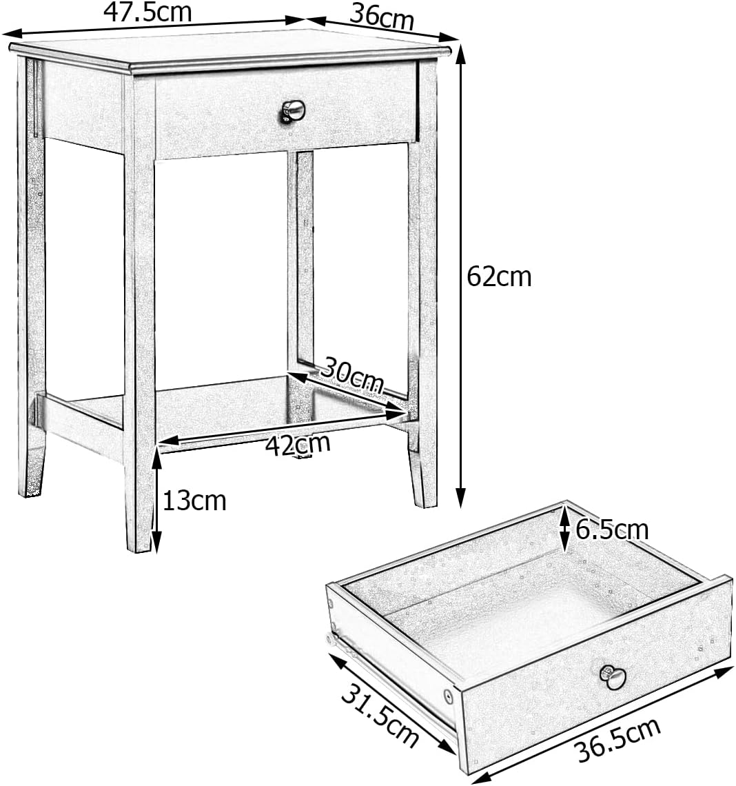 Costway COSTWAY 2 Ebenen Nachttisch mit Schublade