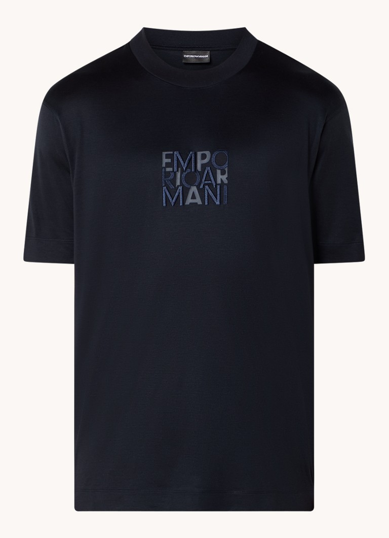 „Emporio Armani“ marškinėliai iš liocelio mišinio su siuvinėtu logotipu