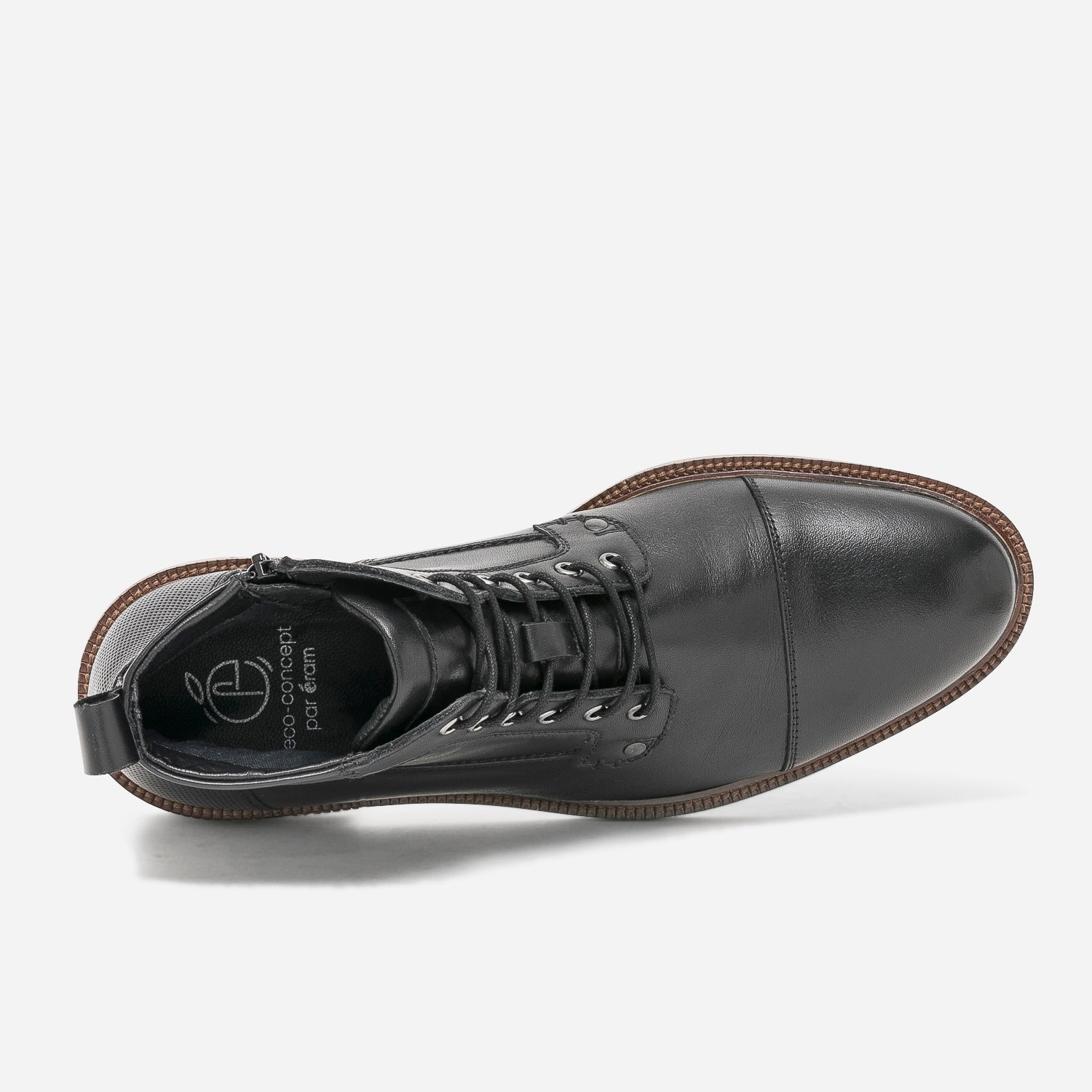 Boots à lacet noir éco-conçu en cuir