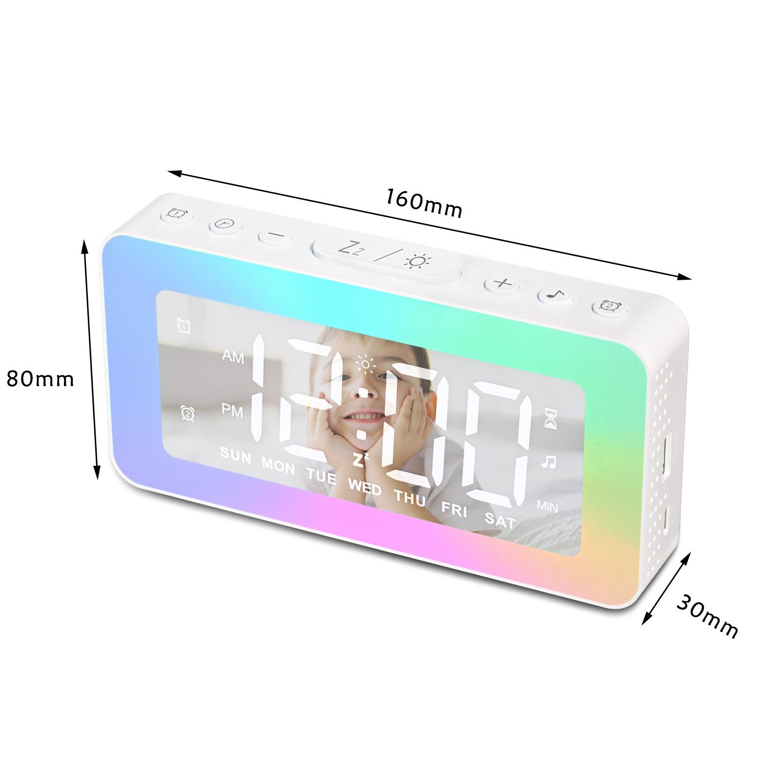 Bedee Wecker Wecker digital mit 2 Wecker Laut für Tiefschläfer mit Licht,Timer Nachttischwecker mit Großer LED Anzeige,dimmbare Helligkeit