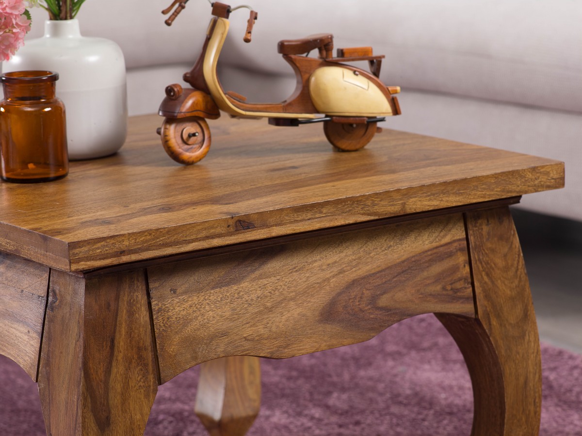 Wohnling Sheesham Couchtisch Massiv 60 x 60 cm Opium Form Massivholz