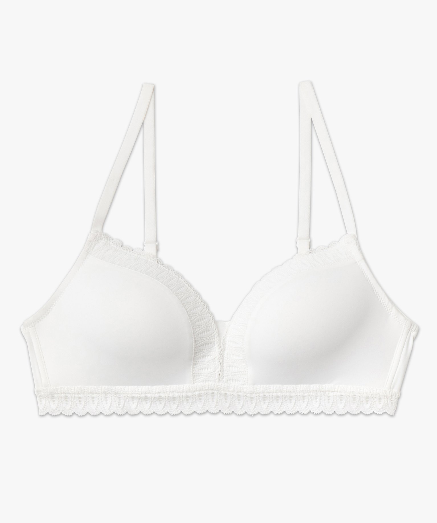 Soutien-gorge moulé sans armatures avec dentelle blanc | GEMO