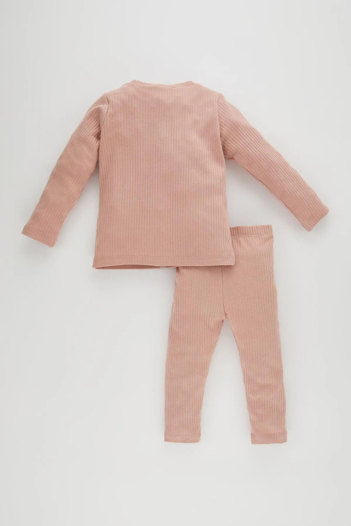 DeFacto  Baby-Mädchen-Pyjama-Set mit besticktem, langärmligem, geripptem Leibchen