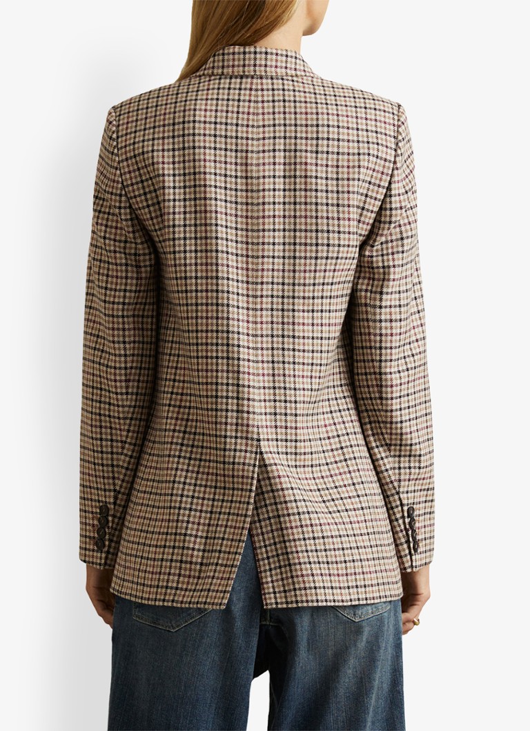 Reiss Dora blazer in wool blend with houndstooth design