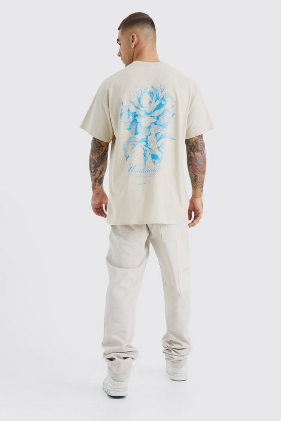 Oversize Worldwide T-Shirt mit floralem Print