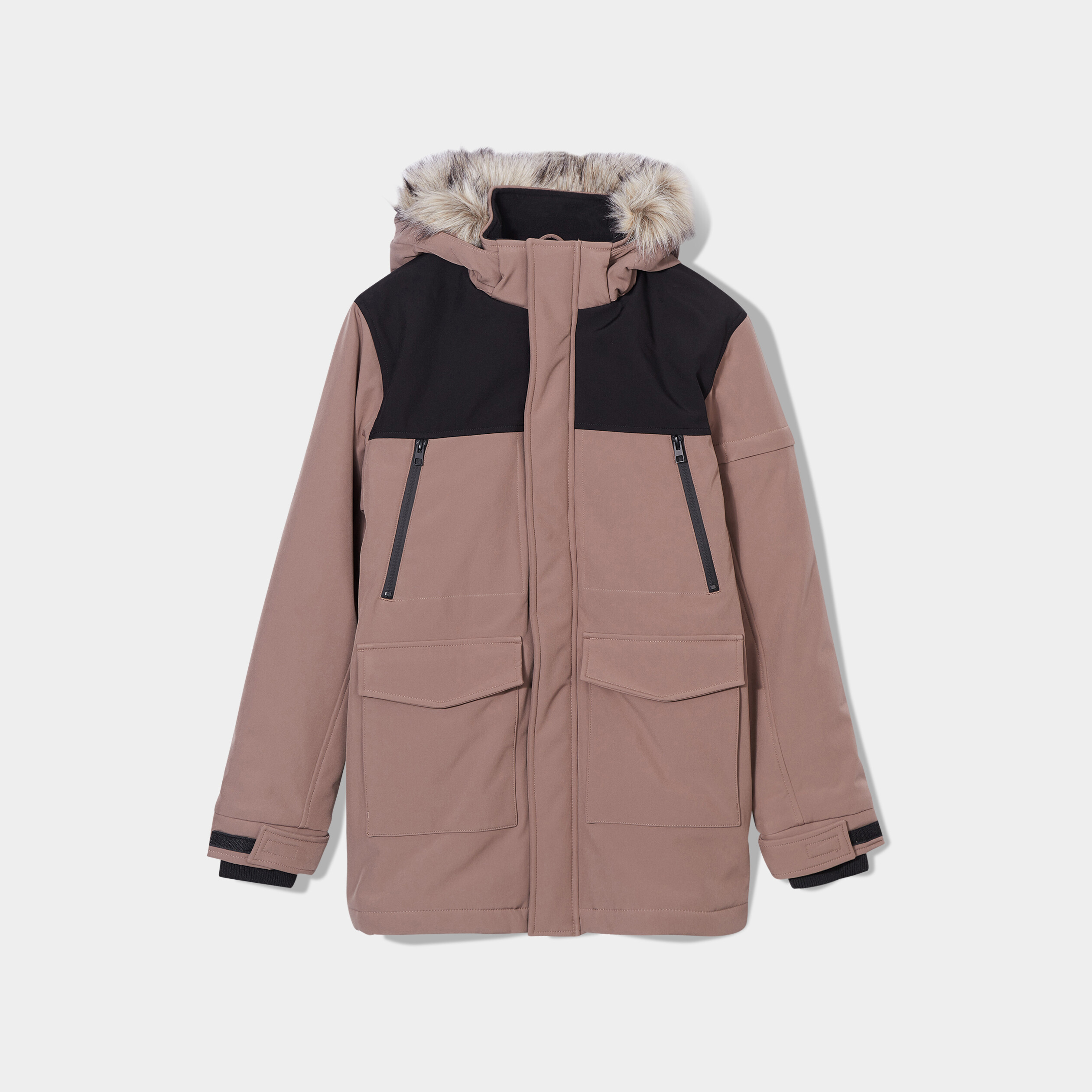 Parka avec capuche fausse fourrure taupe homme | La Halle