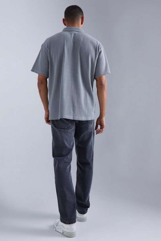 Oversize Poloshirt in Waffeloptik