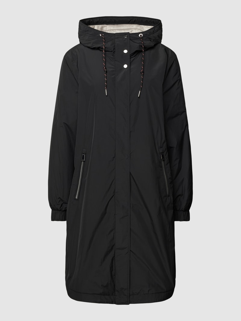 Parka mit Kapuze und seitlichen Reißverschlusstaschen in schwarz