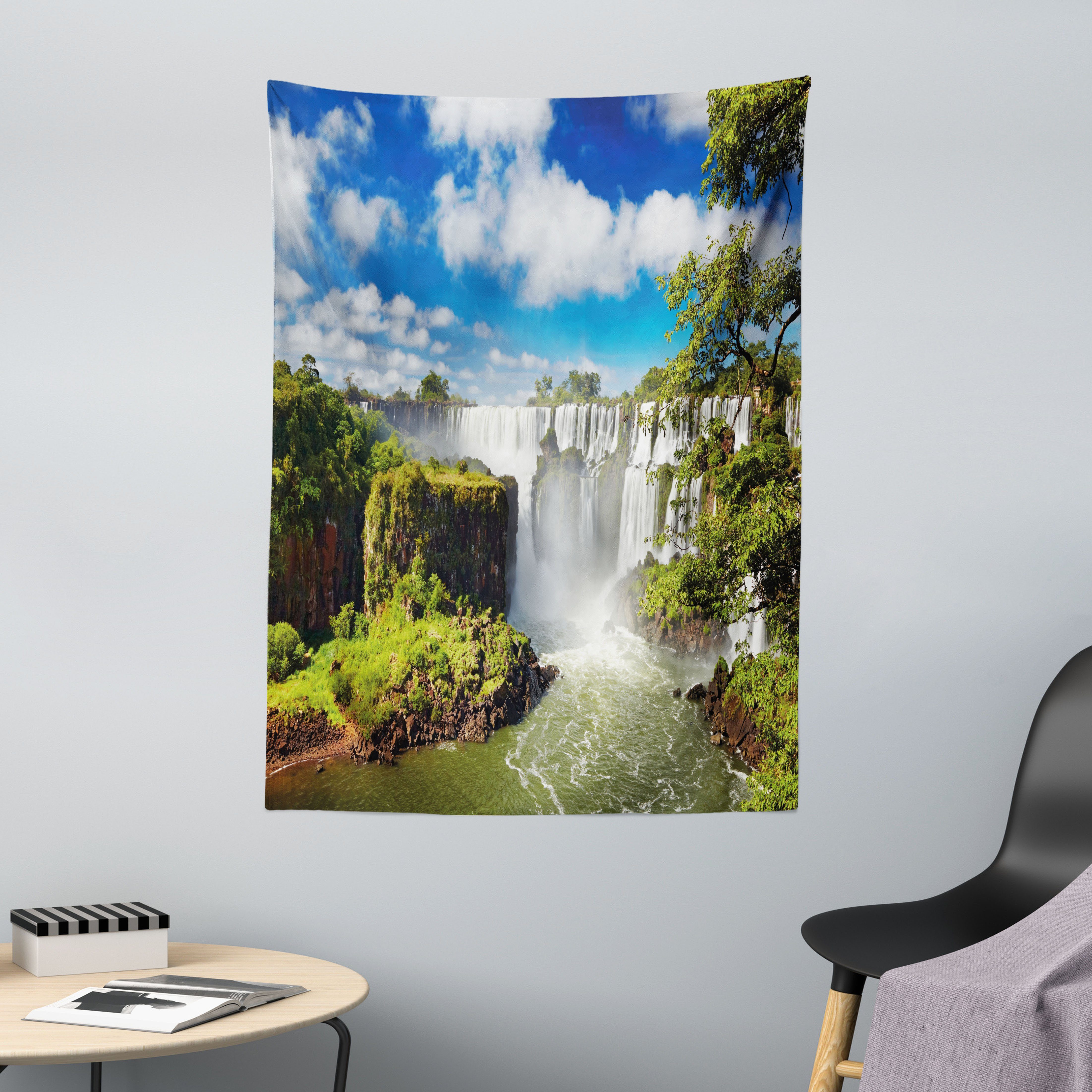 Wandteppich aus Weiches Mikrofaser Stoff Für das Wohn und Schlafzimmer, Abakuhaus, rechteckig, Wasserfall Agentinean Wasserfall