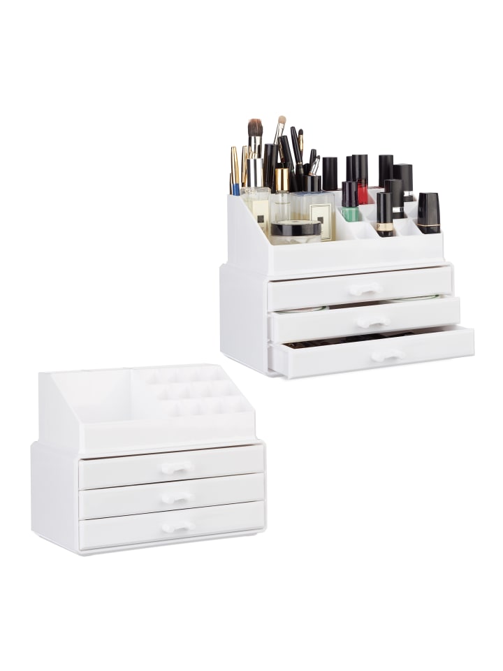 relaxdays 2x Make-Up-Organizer in Weiß günstig kaufen onesize