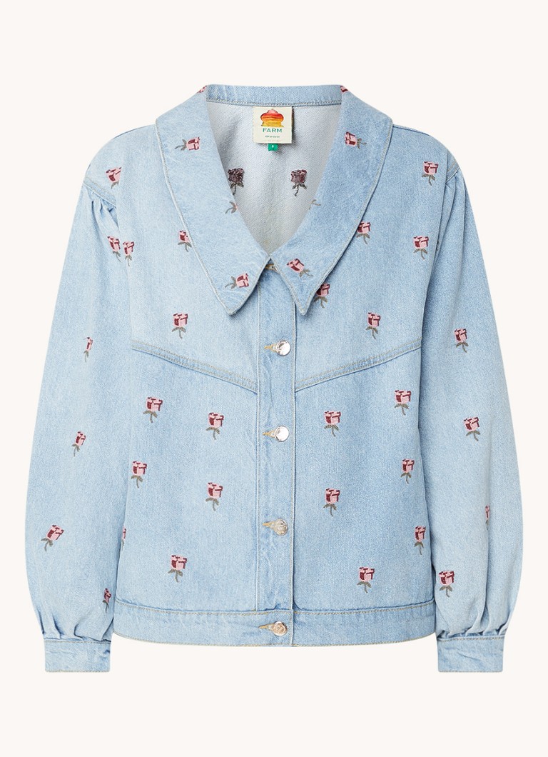 Jachetă din denim cu broderie florală Farm Rio Rose