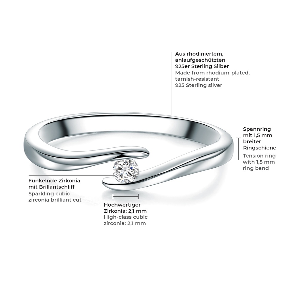 Trilani Bague en argent Argent sterling Oxyde de zirconium (CZ) en Argent Bague