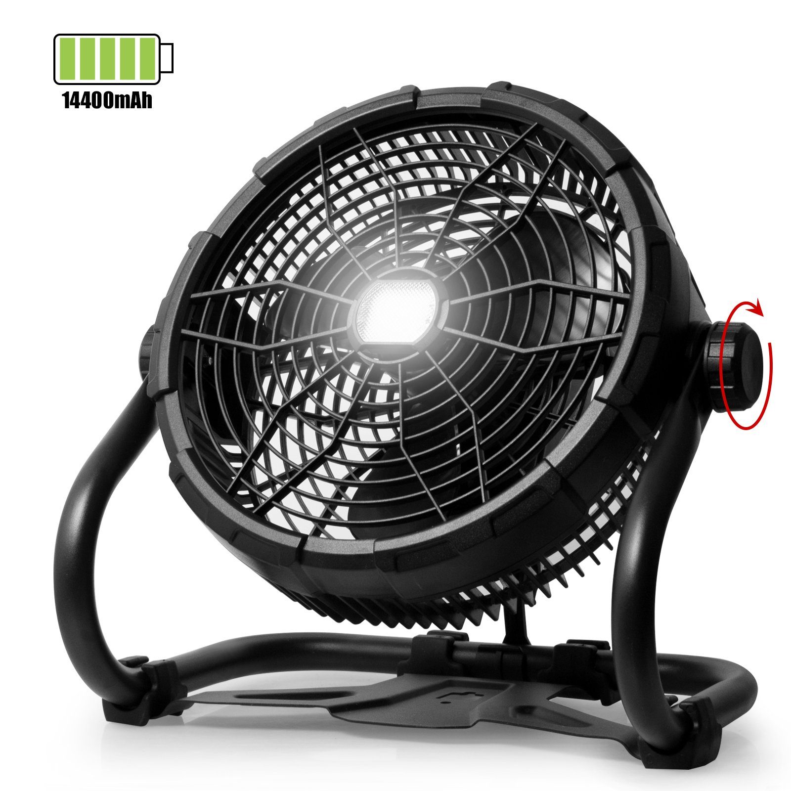 Gotoll Windmaschine GLX45BK, LED Bodenventilator Camping Lüfter 15000mAh Tragbarer Standventilator