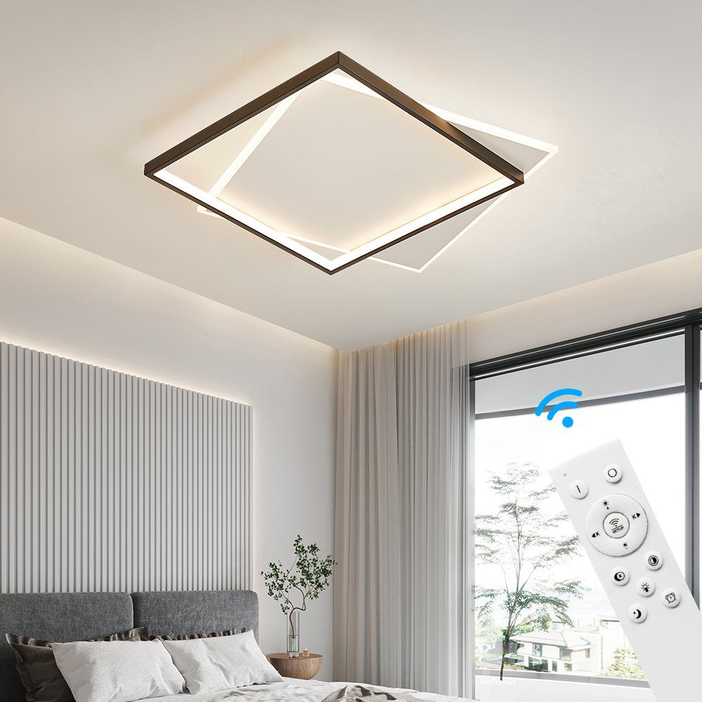Eurotondisplay LED Deckenleuchte LED Deckenleuchte Fernbedienung Helligkeit einstellbar schwarz weiß, LED fest integriert, Stufenlos einstellbar, Tageslichtweiß, Warmweiß, Farbwechsler, Neutralweiß, Mit Fernbedienung Lichtfarbe und Helligkeit einstel