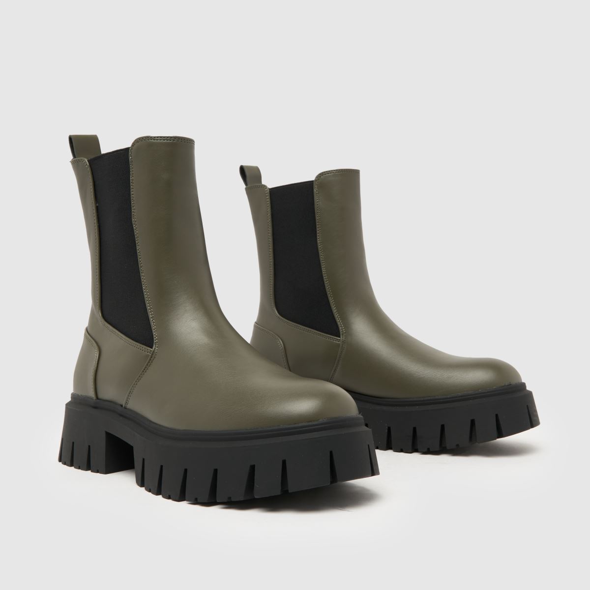 Schuh Amsterdam – Khakifärgade grova chelsea-stövlar