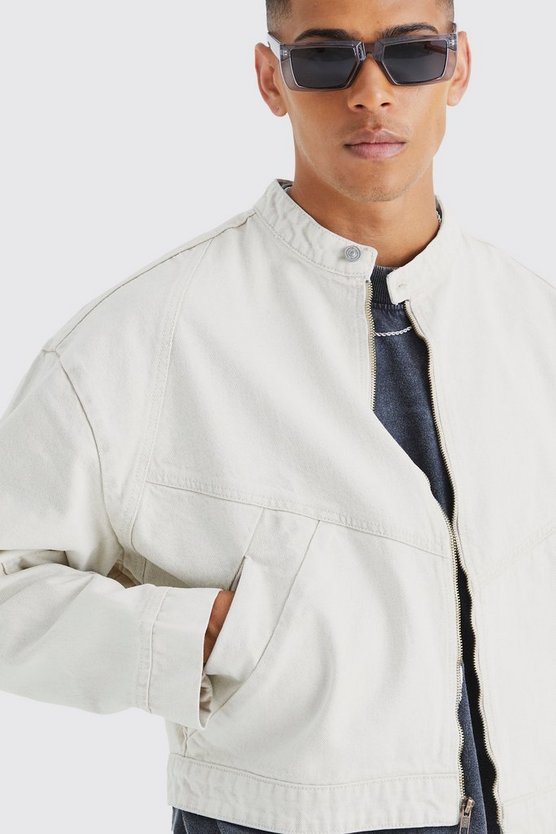 Kastige Moto-Jeansjacke