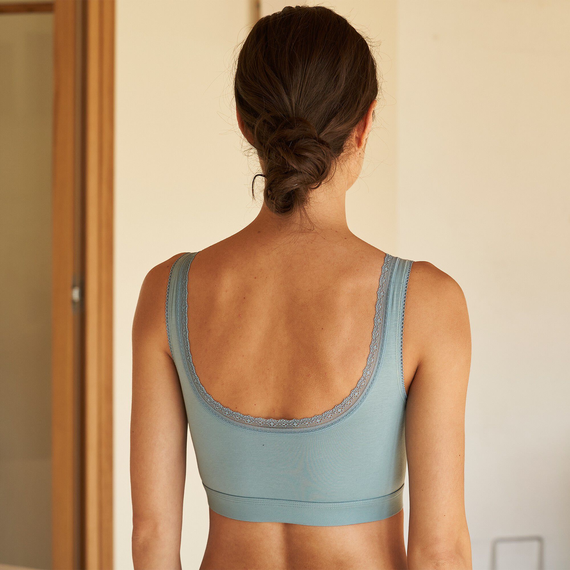 Brassière sans armatures coton stretch et dentelle