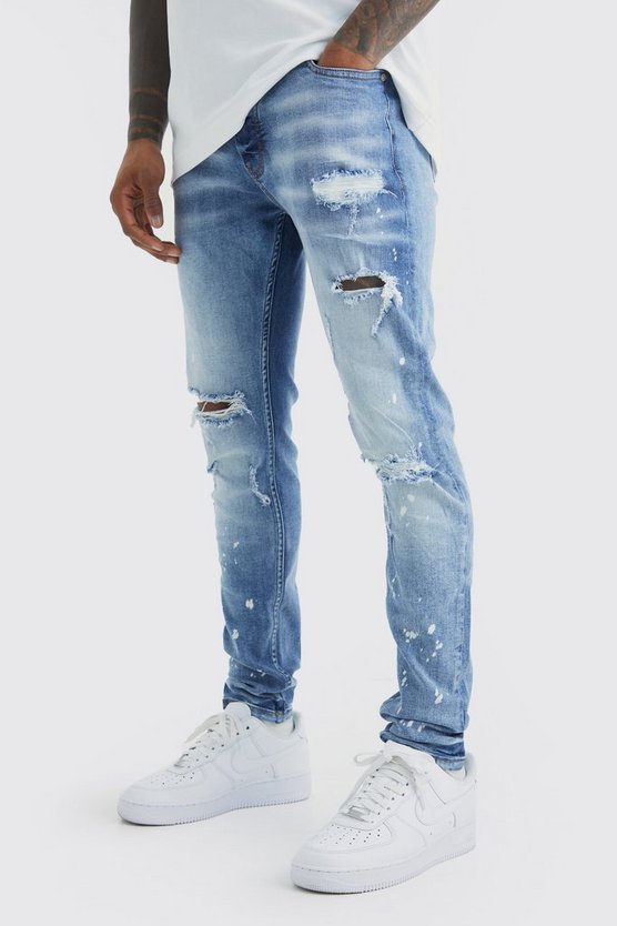 Gebleichte Skinny Stretch Jeans mit Riss am Knie