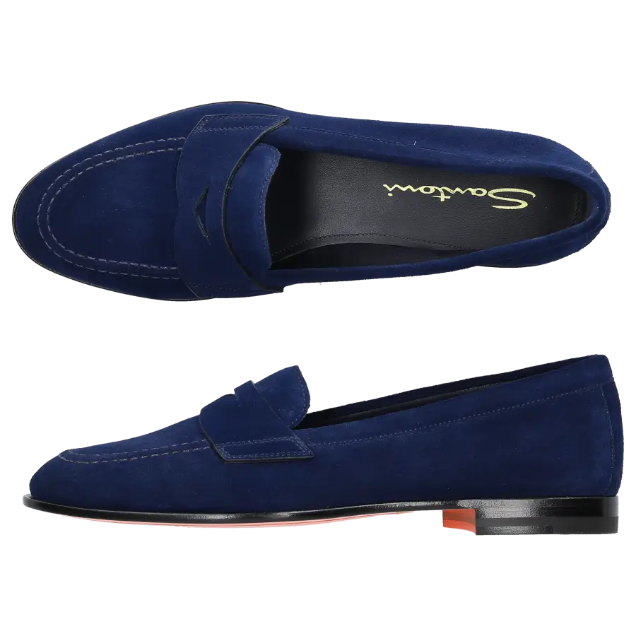 Santoni - Loafer 59962 Veloursleder - blau