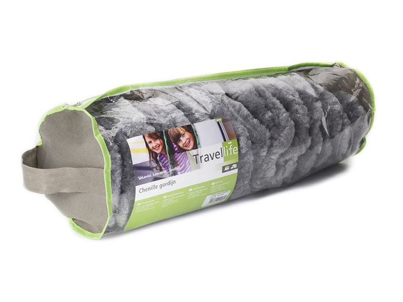 Travellife 56 x 185 grau/weiß/blau Chenille-Vorhang