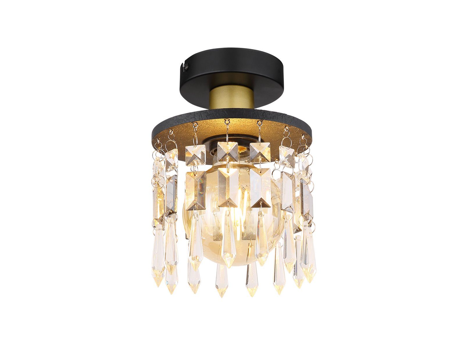 meineWunschleuchte LED Deckenleuchte, LED wechselbar, warmweiß, kleine ausgefallene Designer Lampe mit Kristall für Treppenhaus Ø 15cm
