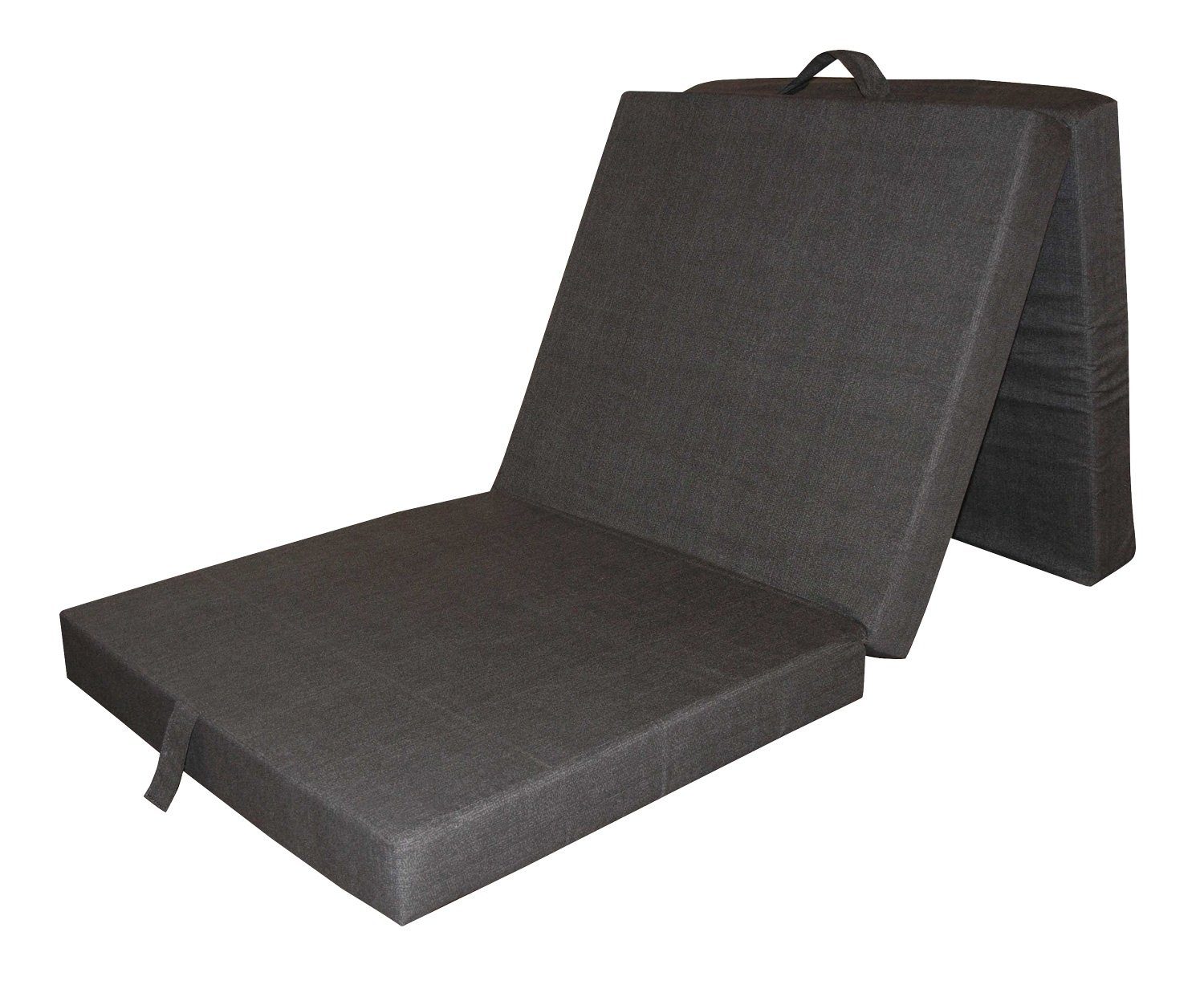 Taschenfederkernmatratze Faltmatratze SAMBO, B 70 cm x L 190 cm, Anthrazit, Sun Garden, 9 cm hoch, Schaumstoff