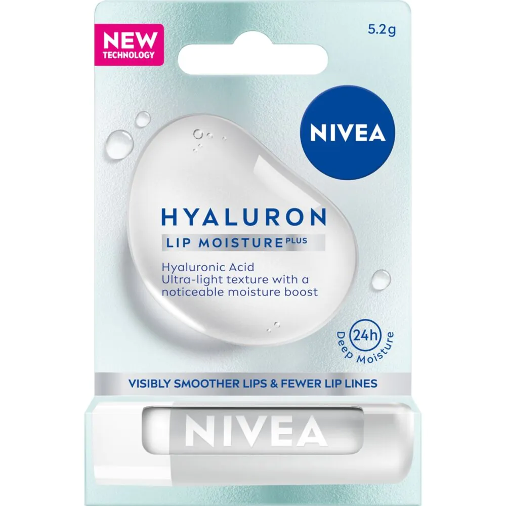 Nivea Hyaluron Moisture Plus Lip Balm, Διαφανές